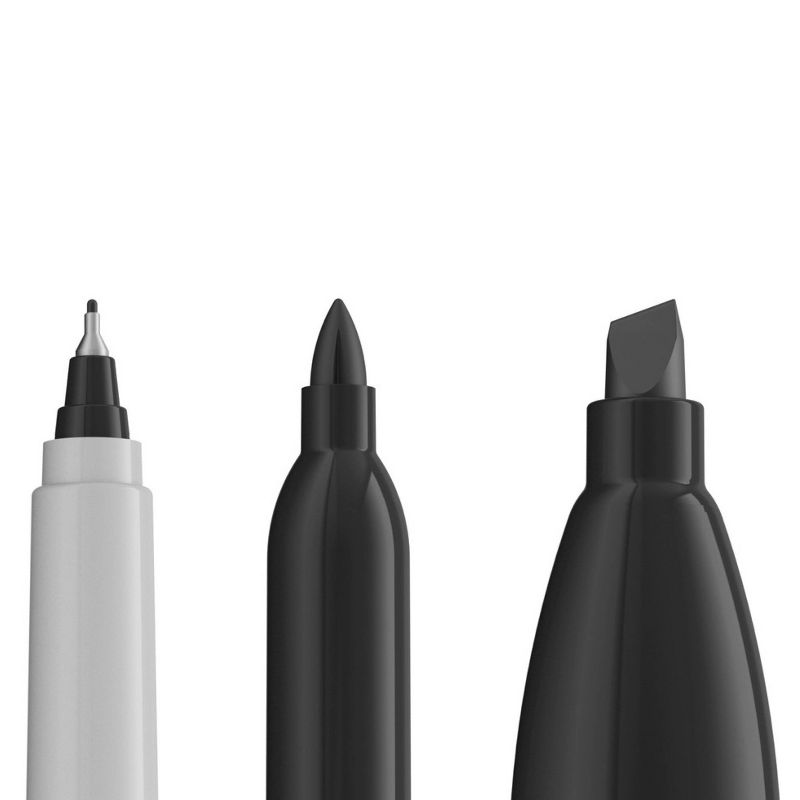 Sharpie 6pk Permanent Markers Ultra Fine/Fine/Chisel Tip Black, 2 of 7