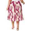 Agnes Orinda Women's Plus Size Pleated Print High Waisted Summer Trendy Business Casual A Line Skirts - 4 of 4
