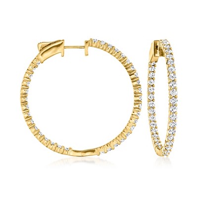 Ross-Simons 3.00 ct. t.w. Diamond Inside-Outside Hoop Earrings in 18kt Gold Over Sterling