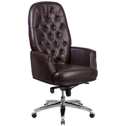 Merrick Lane Brown Faux Leather Office, Leather Office Chair With Back Support