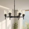 DORESshop 6-Light Black Farmhouse Chandelier Adjustable Height with Clear Glass Shades for Kitchen Island Dining Room - 4 of 4