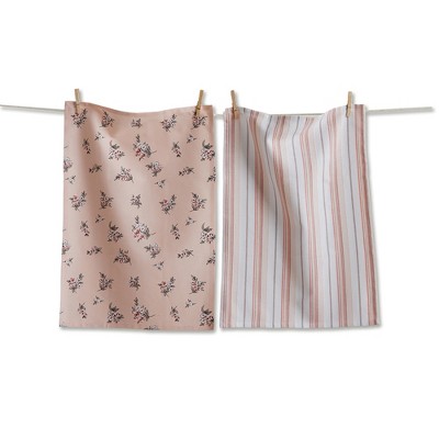 Tag Peach Roses Dishtowel Set - Everyday Kitchen Towels, Machine Washable, 26" x 18" - Perfect for Home Cooking