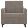 vidaXL Modern-Style Sofa Chair - Light Gray - Velvet Upholstery with Sturdy Metal and Plywood Frame - Thickly Padded for Optimum Comfort - 2 of 4