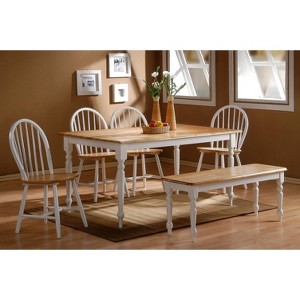 Boraam Set of 2 Windsor Dining Chair Wood/White/Natural: Kitchen Chairs, Lacquered Finish, 300lb Capacity - 1 of 4