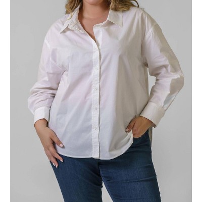 Women's Poplin Long Sleeve Shirt - SKIES ARE BLUE