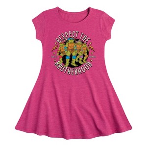 Girls' - Teenage Mutant Ninja Turtles - Respect the Brotherhood Fit & Flair Cap Sleeve Graphic Dress - 1 of 2