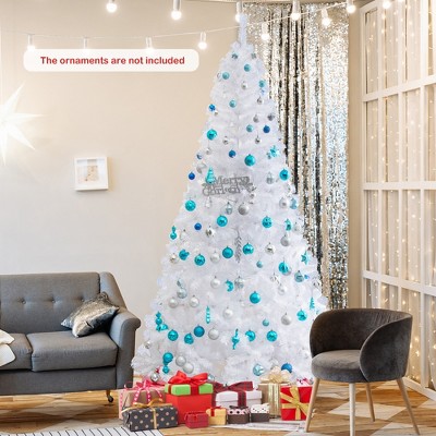 Costway 5/6/7/8 FT Artificial Christmas Tree Unlit Christmas Tree with 350/650/950/1138 Branch Tips Foldable Metal Stand