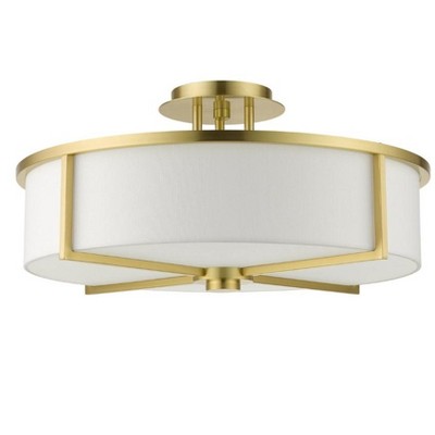 Contemporary Satin Brass 4-Light Indoor/Outdoor Drum Pendant