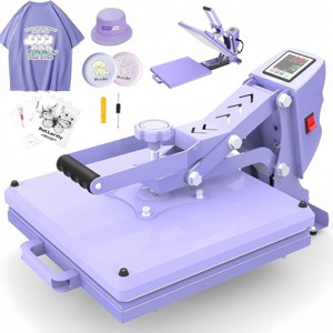 HOMDOX Heat Press 15" × 15" Digital Heat Up Fast & Even Pro Pull Out Lower Platen Slide Out Heat Transfer Sublimation mashine Purple - 1 of 4