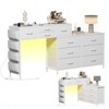 WOWLIVE Dresser for Bedroom with Charging Station and LED Light, Rotatable Vanity Desk with Fabric Drawers and Side Pockets, HD041 - 2 of 4