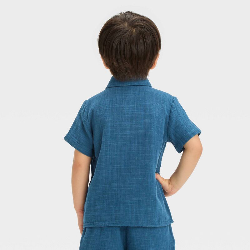 Toddler Boys' Short Sleeve Textured 'Button-Up' Shirt - Cat & Jack™, 3 of 8