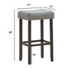 Costway Set of 2 Nailhead Saddle Bar Stools 29.5'' Height w/ Fabric Seat & Wood Legs GrayBeige - 3 of 4