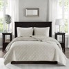 FIONECA 3-Piece Luxe Antimicrobial Velvet Coverlet Set Geometric Quilted Cozy Bedding - 2 of 4