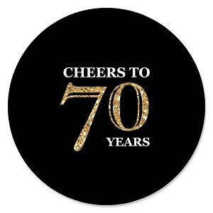 Big Dot of Happiness Adult 70th Birthday - Gold - Birthday Party Circle Sticker Labels - 24 Count - 1 of 4