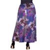24seven Comfort Apparel Plus Size Purple Paisley Print Elastic Waist A Line Maxi Skirt - 3 of 4