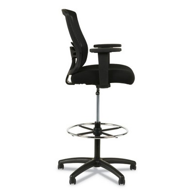 Adjustable Black Mesh Swivel Stool with Fixed Arms