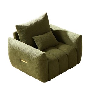 Vynxaria 36.8" Modern Teddy Fabric Sofa Chair Green, Solid Wood Frame, High Resilience Sponge, Lounge Chair for Apartment/Living Room/Bedroom - 1 of 4
