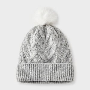 Girls' Cable Heart Beanie Hat - Cat & Jack™ - 1 of 3