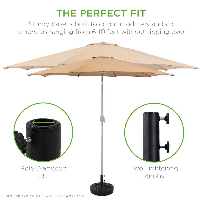 Best Choice Products Fillable Plastic Patio Umbrella Base Stand, Pole Holder w/ Adjustment Knob, 4 of 8