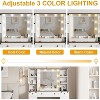 Dressing Table Set with Large LED Lighted Mirror with 3 Modes, Wooden Dresser for Bedroom with Power Socket, Drawers, Storage Stool, Pink - 4 of 4