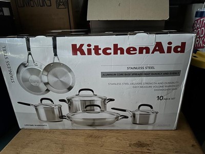 Kitchenaid 10pc Stainless Steel Cookware Set Light Silver : Target