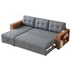 NicBex Modern Pull Out Sofa Bed Linen Convertible Sofa Couch with Storage Chaise and Wooden Handrail for Living Room - 4 of 4