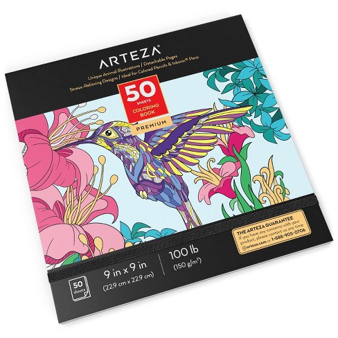 Arteza Coloring Book for Adults, 6.4 x 6.4 Inches, 72 Sheets