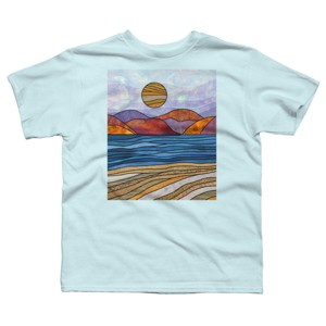 Boy's Design By Humans Beach Landscape Stain Glass By Maryedenoa T-Shirt - 1 of 3