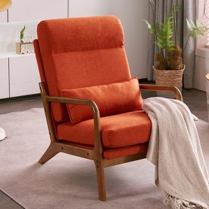 KTMBDW Accent Chair Mid-Century Modern Chair with Pillow Upholstered Lounge Arm Chair with Solid Wood Frame & Soft Cushion for Living Room, Bedroom - 1 of 4