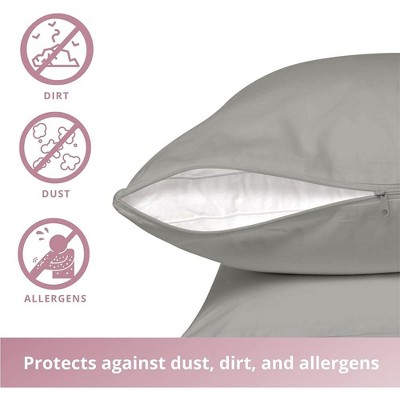 Light Grey Cotton Zippered Body Pillow Protector 20x55