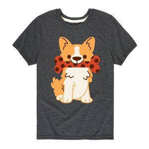 Boys' - Instant Message - Corgi With Polka Dot Bone Short Sleeve Graphic T-Shirt - 1 of 4
