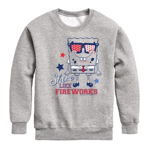 Boys' - SpongeBob SquarePants - Shine Like Fireworks Graphic Long Sleeve Fleece Sweatshirt - 1 of 4