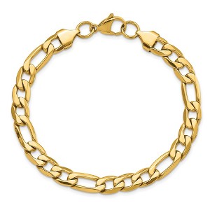 Chisel Stainless Steel Polished Yellow IP-plated 7.50mm 8.25" Figaro Bracelet - 1 of 3