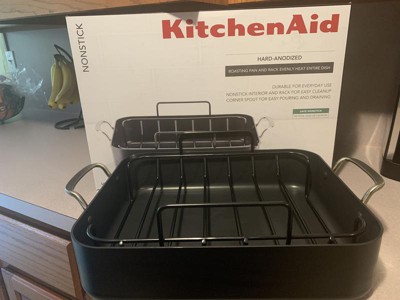 KitchenAid Steel Non Stick Roaster Meat Roasting Pan Tray Rack