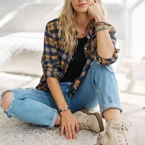 Women's Button Down Flannel Shirt - ADORA - 1 of 1