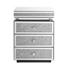 Vynxaria Modern Silver Mirrored 3-Drawer Nightstand, Crystal Inlay/Handles, 13.8"W¡Á17.7"L¡Á23.6"H, Glass/MDF Build, Versatile End/Makeup Table - 3 of 4