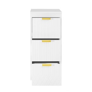 Kumasinova Wall-Mounted Floating Narrow Cabinet with Drawer,12" Side Bathroom Storage Cabinet with Decorative Lines,Bathroom Organizers and Storage - 1 of 4