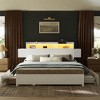 WOWLIVE Queen Platform Bed Frame with LED Headboard & Storage Drawers, Storage Bed Frame with Charging Station, Wood Headboard with Metal Slats, White - 2 of 4