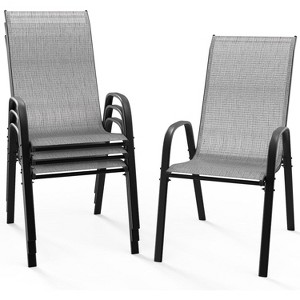 VINGLI Stackable Patio Chairs with Sling High Back, Armrests, for Lawn, Poolside, Garden - 1 of 4