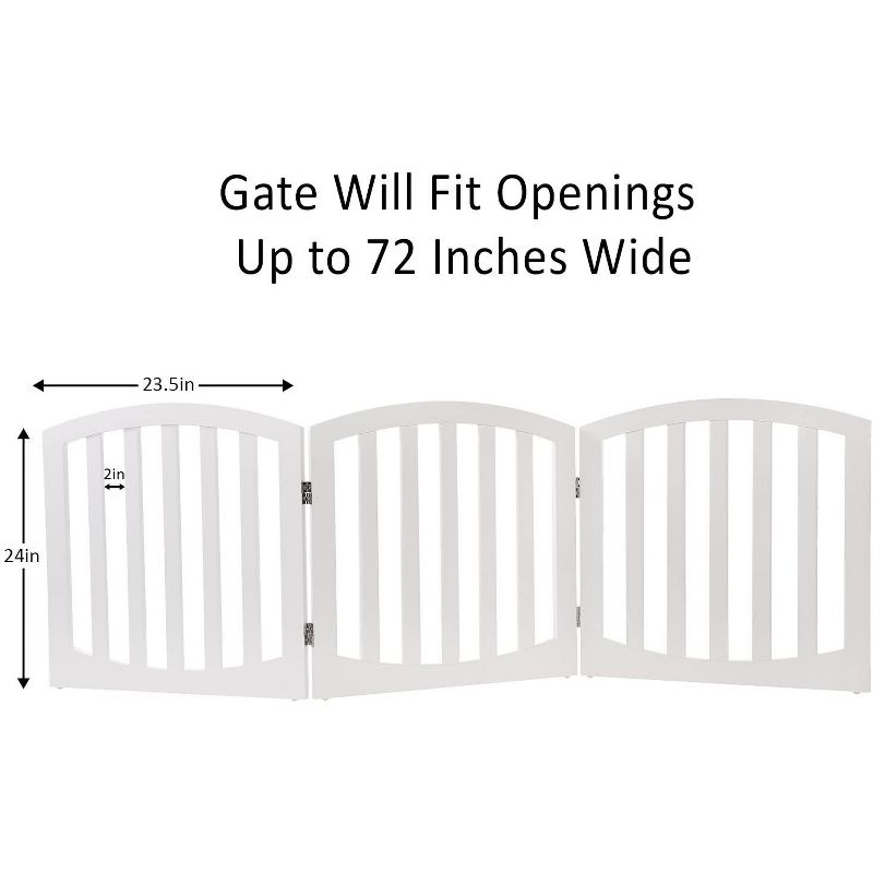 Arf Pets 24" Tall Freestanding Wooden Folding Dog Gate - White, 3 of 7