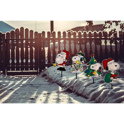 Snoopy Christmas LED Pathway Markers with PVC Stakes