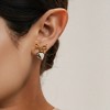 Anna-Kaci Women’s Bow Stud Earrings with Metallic Heart Dangle Charm and Polished Modern Cute Design - 4 of 4