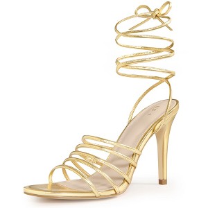 BLISSFUL STEP Women's Lace Up Strappy Slingback High Heel Sandals - 1 of 4