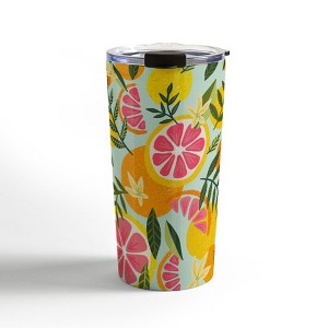 Cat Coquillette Grapefruit Blooms Mint Palette 20 oz Stainless Steel Travel Mug - Deny Designs - 1 of 4