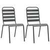 vidaXL Stackable Patio Chairs Outdoor Seating Stacking Dining Chair Steel - Gray Set of 2 - 2 of 4