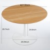 Gulches 42.1" Light Oak & White Tulip Dining Table - Round MDF Top, Metal Pedestal Base, Mid-Century Style for 4-6 People - 2 of 4