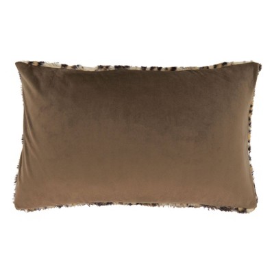 Oversized Brown Faux Fur Cheetah Print Lumbar Pillow