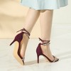 Perphy Women's Rhinestone Round Open Toe Ankle Tie Stiletto Heels Sandals - 2 of 4