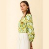 INSPIRE CHIC Women's Floral Print V Neck Pleated Waist Lantern Long Sleeve Crop Top Shirts - 4 of 4