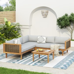 Outdoor Modular Sofa Set with Waterproof Cushions, Sectional Wicker Patio Seating for Garden, Porch or Deck-Maison Boucle - 1 of 4